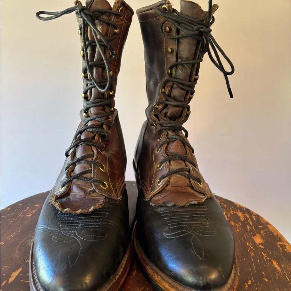 Chippewa Classic two-tone Packer Brown/Blk Leather Boots. M 9.5 EE. Nice Cond. - Picture 4 of 9